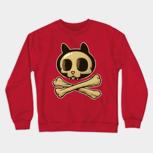 Cute Cartoon Cat Skull & Bones Adorkable Kitten Crewneck Sweatshirt